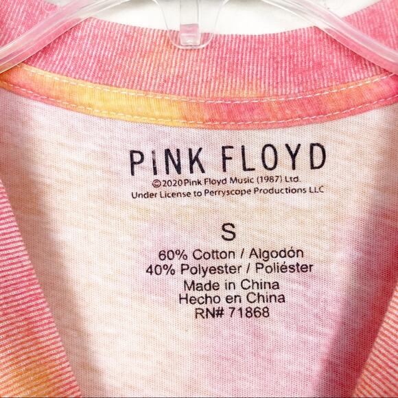 Pink Floyd Pink Yellow Tie Dye Cropped Graphic Tee Sz S - Picture 3 of 5